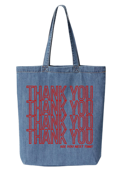 Thank you Denim tote bag